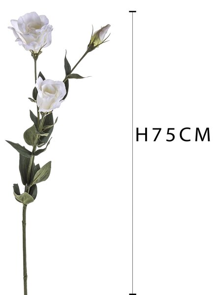 Set 6 Lisianthus Artificiali con Fiori Altezza 75 cm Bianco