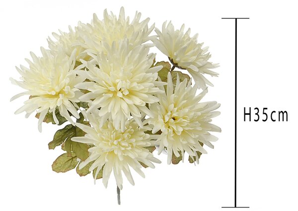 Set 6 Cespuglio di Spider Artificiale con 7 Fiori Altezza 35 cm Beige