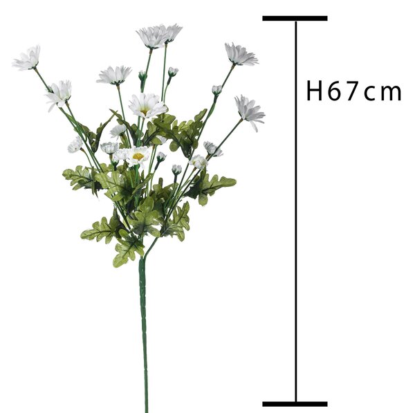 Set 6 Mazzetti di Margherita con Fiori Artificiali H 67 cm Bianco