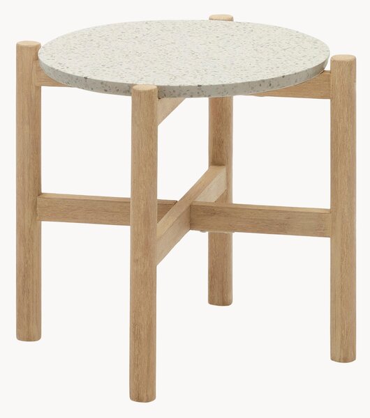 Tavolino da giardino rotondo in terrazzo e legno di eucalipto Pola