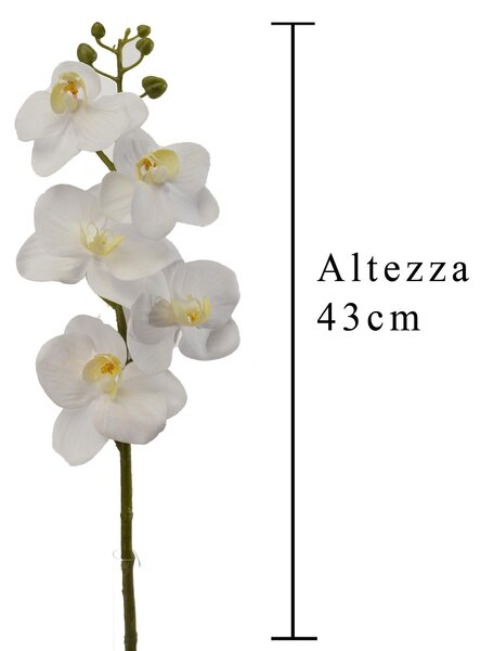 Set 6 Mini Phalaenopsis Artificiali Altezza 43 cm Bianco