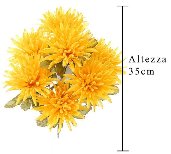 Set 6 Cespuglio di Spider Artificiale con 7 Fiori Altezza 35 cm Oro