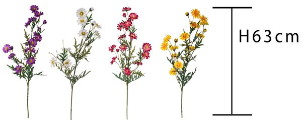 Set 6 Mazzetto di San Carlino Artificiali Composto da 18 Fiori Altezza 63 cm Multicolore
