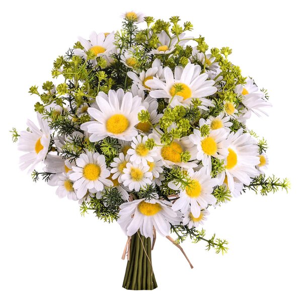 Set 2 Mazzetto di Margherite Artificiali Altezza 35 cm Bianco