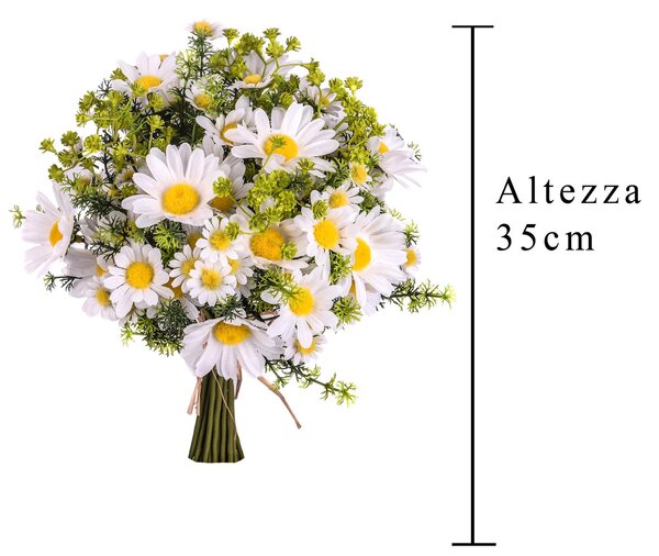 Set 2 Mazzetto di Margherite Artificiali Altezza 35 cm Bianco