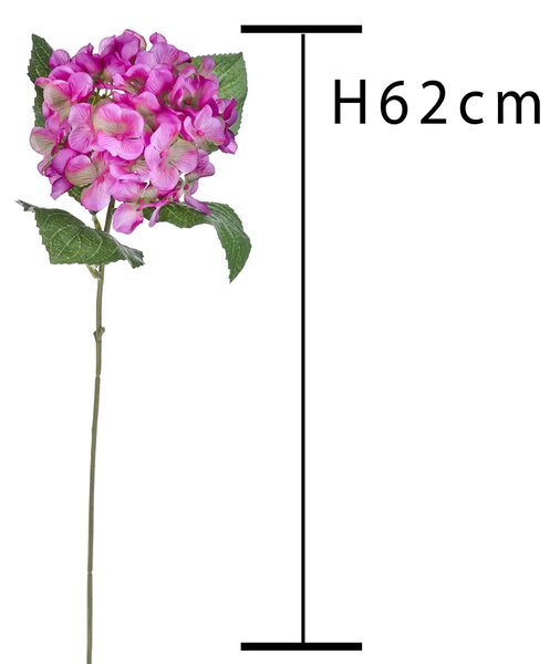 Set 8 Ortensia Artificiale con 4 Foglie Altezza 62 cm Viola