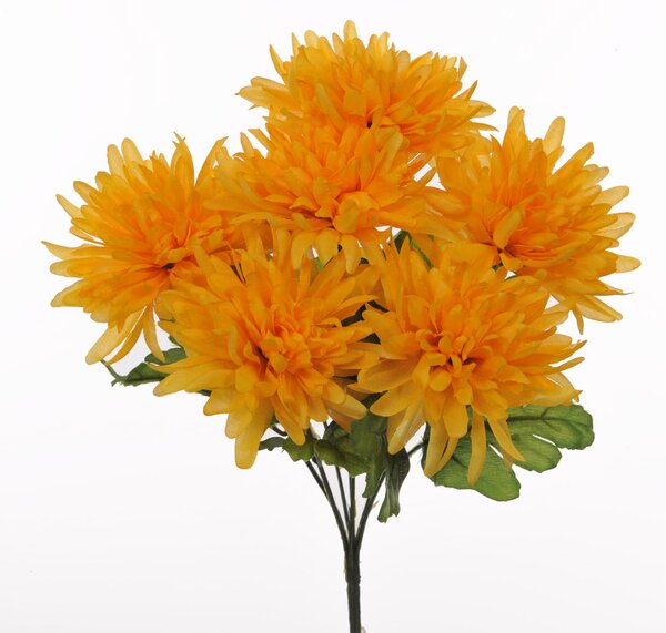 Set 6 Cespuglio di Spider Artificiale con 7 Fiori Altezza 35 cm Oro