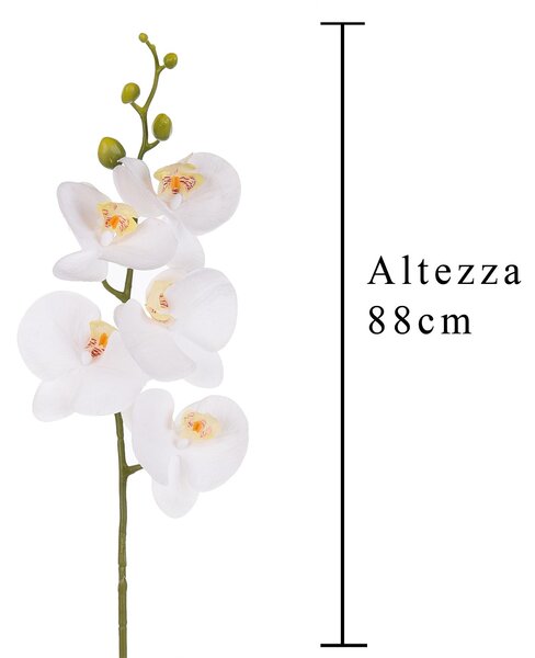 Set 3 Phalenopsis Artificiali con 5 Fiori Altezza 88 cm Bianco
