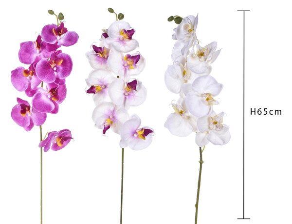 Set 8 Phalaenopsis Artificiali con 8 Fiori Altezza 65 cm Multicolore