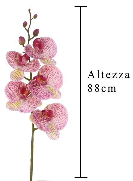 Set 3 Phalenopsis Artificiali con 5 Fiori Altezza 88 cm Viola
