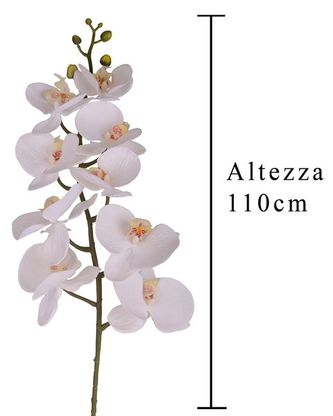 Set 2 Phalenopsis Artificiali con 9 Fiori Altezza 110 cm Bianco