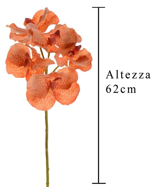 Set 3 Orchidea Artificiali Vanda Altezza 62 cm Arancio