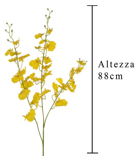 Set 6 Orchidea Artificiali Dancing con 3 Fiori Altezza 88 cm Giallo