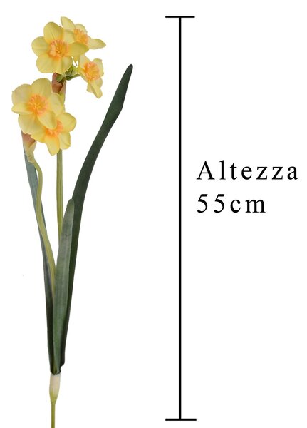 Set 6 Giunchiglia con 2 Fiori Artificiali Altezza 55 cm Giallo