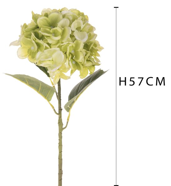 Set 4 Ortensia Artificiale Singola Altezza 57 cm Verde
