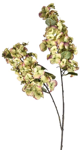 Set 2 Ortensia Artificiale con 2 Fiori Artificiali Altezza 117 cm Verde