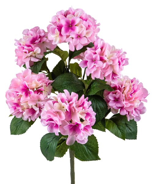 Set 2 Ortensia Artificiale con 7 Fiori Altezza 52 cm Rosa