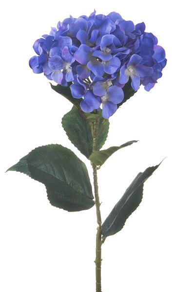 Set 4 Ortensia Artificiale Singola con 6 Fiori Artificiali Altezza 90 cm Blu