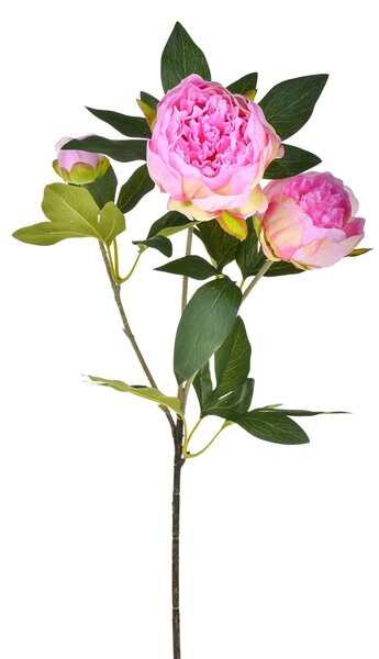 Set 3 Peonia Artificiale con 3 Fiori Altezza 74 cm