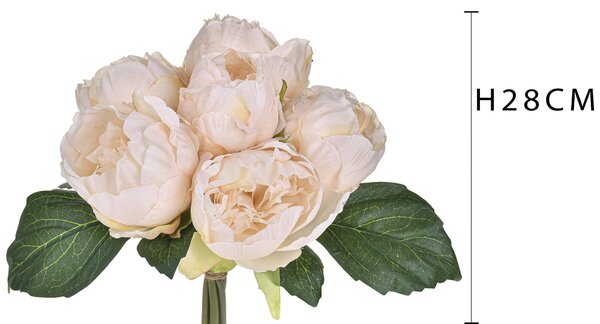 Set 3 Mazzi di Peonie con 6 Fiori Artificiali Altezza 28 cm