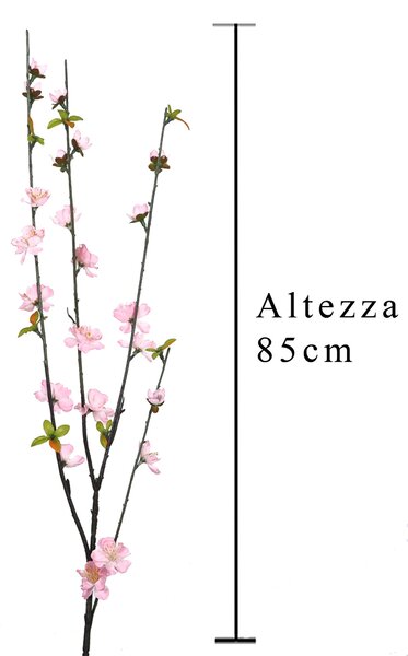Set 8 Pesco Artificiale con 4 Diramazioni Altezza 85 cm Rosa