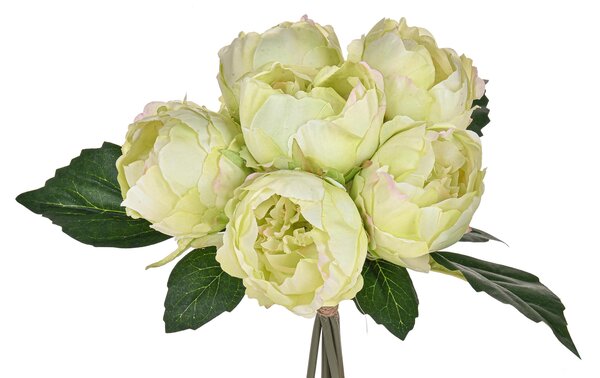 Set 3 Mazzi di Peonie con 6 Fiori Artificiali Altezza 28 cm Verde