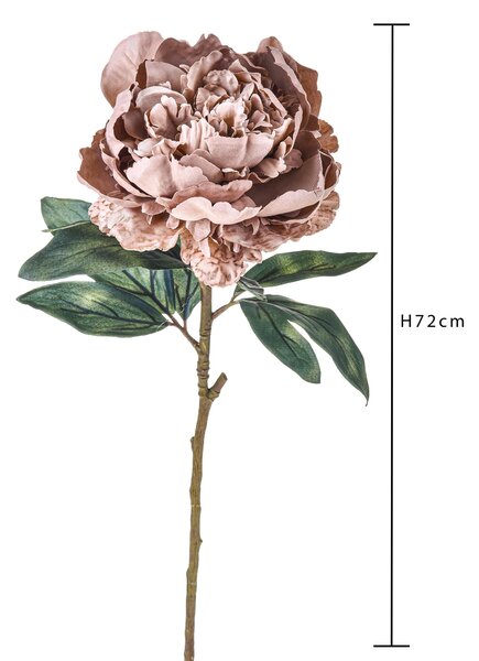 Set 4 Peonia Artificiale anticata Singola Altezza 72 cm Beige