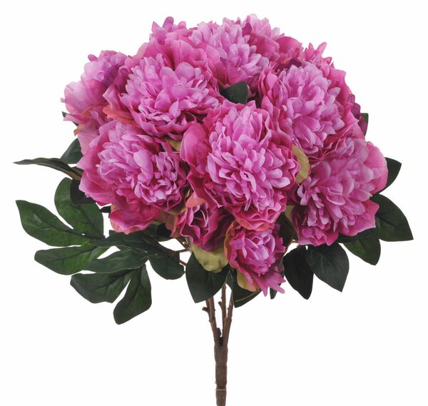 Set 2 Peonia Artificiale con 16 Fiori Artificiali Altezza 46 cm