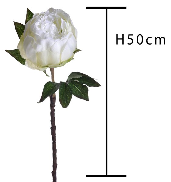 Set 6 Peonia Artificiale Altezza 48 cm Bianco