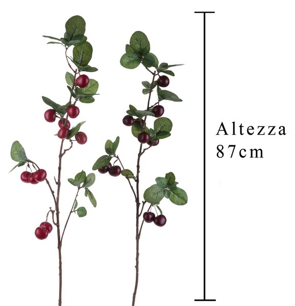 Set 3 Rami Artificiali con Ciliegiea 11 Diramazioni Altezza 87 cm Rosa