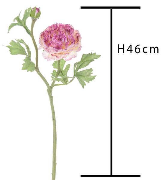 Set 8 Ranuncoli con 2 Fiori Artificiali Altezza 46 cm