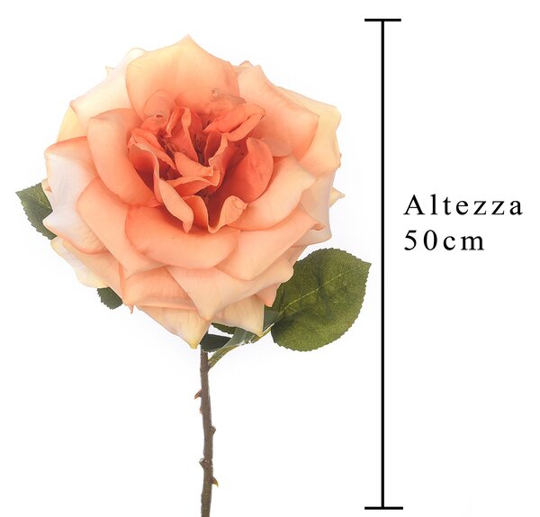 Set 4 Rose Artificiali Aperta Altezza 50 cm