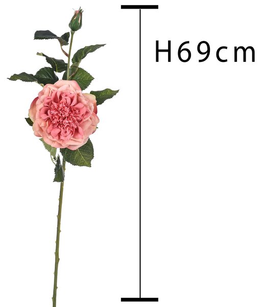 Set 4 Rose Artificiali con Boccio Altezza 69 cm Arancio