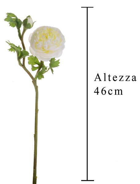 Set 8 Ranuncoli con 2 Fiori Artificiali Altezza 46 cm Bianco