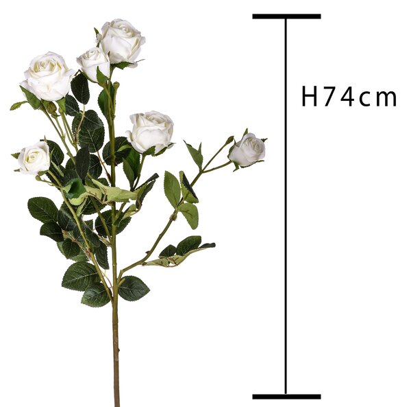 Set 2 Rami Artificiali con Rosa Altezza 74 cm Bianco