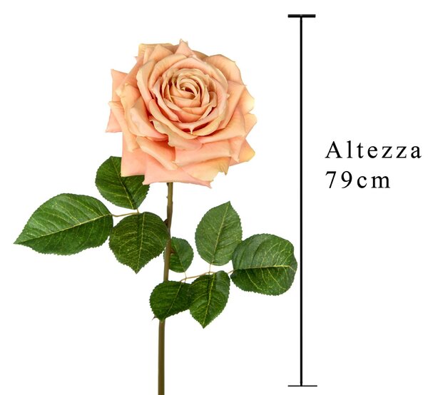 Set 3 Rose Artificiali Aperta Altezza 79 cm