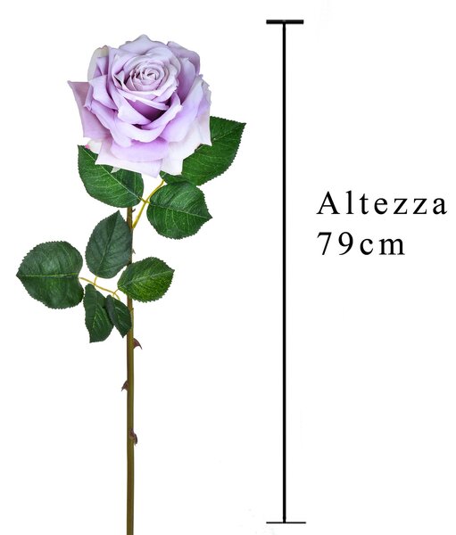Set 4 Rose Artificiali Aperta Altezza 79 cm