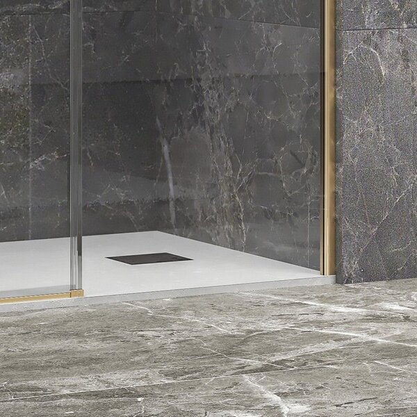 Kamalu porta doccia 110 cm oro spazzolato altezza 200h | kla4000g