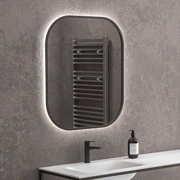 Specchio bagno led retroilluminato 60x70 cm cornice nera | KAM-S6700N - KAMALU