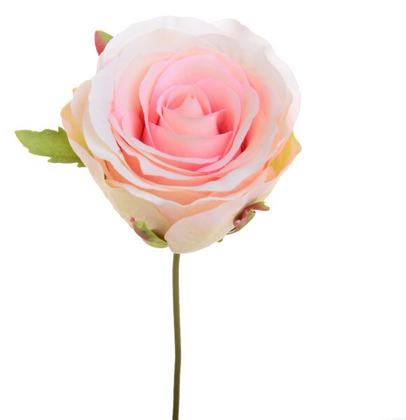 Set 12 Rose Artificiali Testa con Gambo Altezza 10 cm Rosa