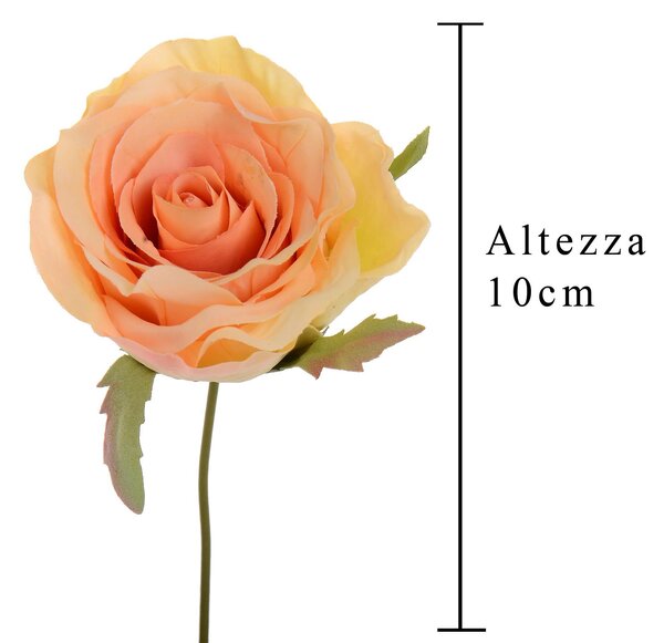 Set 12 Rose Artificiali Testa con Gambo Altezza 10 cm