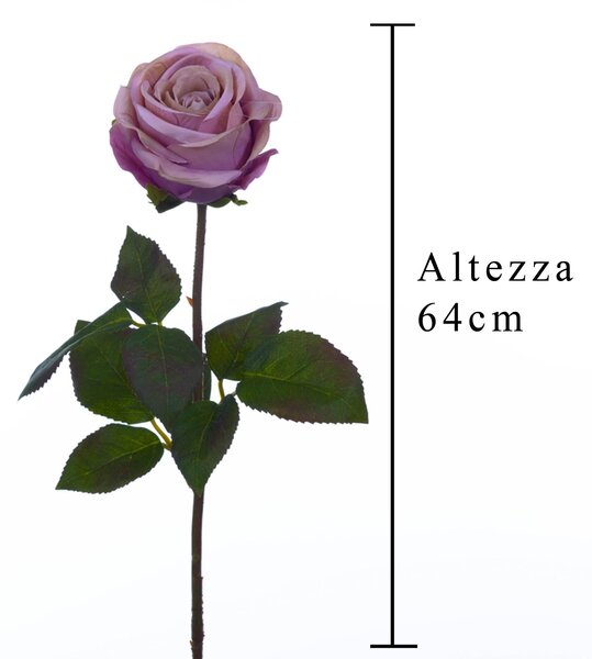Set 6 Rose Artificiali Romantica Altezza 64 cm
