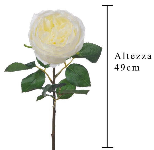 Set 4 Rose Artificiali Cabbage Altezza 49 cm Bianco