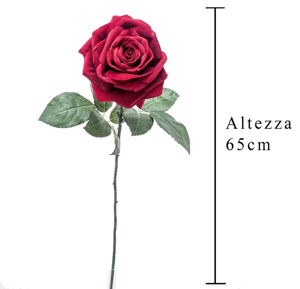 Set 3 Rose Artificiali Victoria Altezza 65 cm Rosso