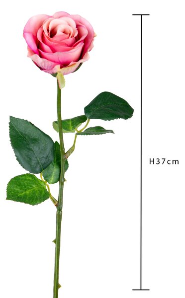 Set 8 Rose Artificiali Semi Aperta Altezza 37 cm Rosa