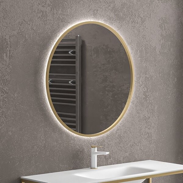 Specchio tondo led retroilluminato 80 cm cornice oro | KAM-S8000G - KAMALU