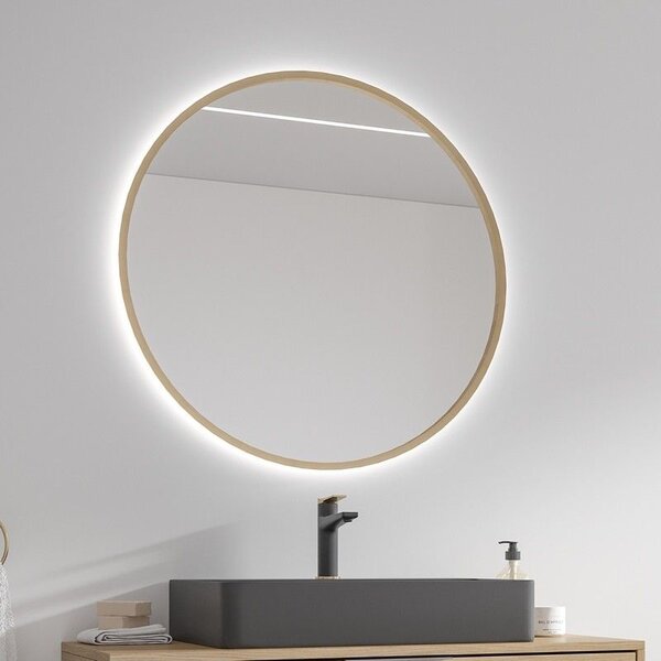 Specchio tondo led retroilluminato 80 cm cornice oro | KAM-S8000G - KAMALU