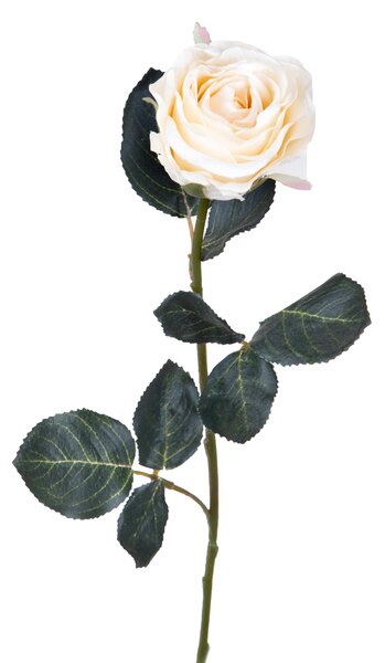 Set 8 Rose Artificiali Semi Aperta Altezza 37 cm Bianco