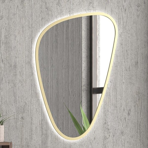 Specchio bagno led 65x100 cm forma a goccia cornice oro | KAM-EL6500G - KAMALU