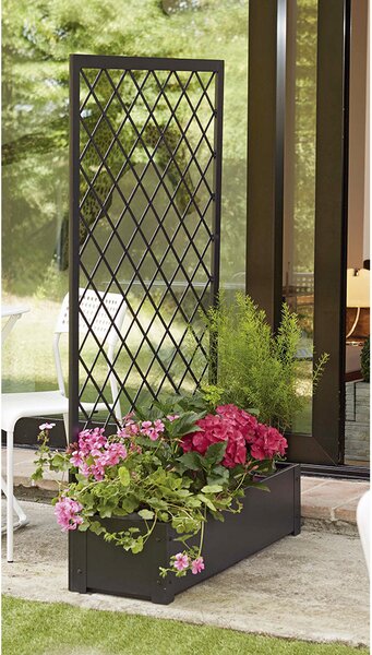 Fioriera da Giardino in Metallo 90x32xH150cm Rama Steel Jasmine Antracite